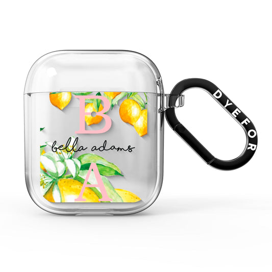 Personalised Initials Lemons AirPods Clear Case