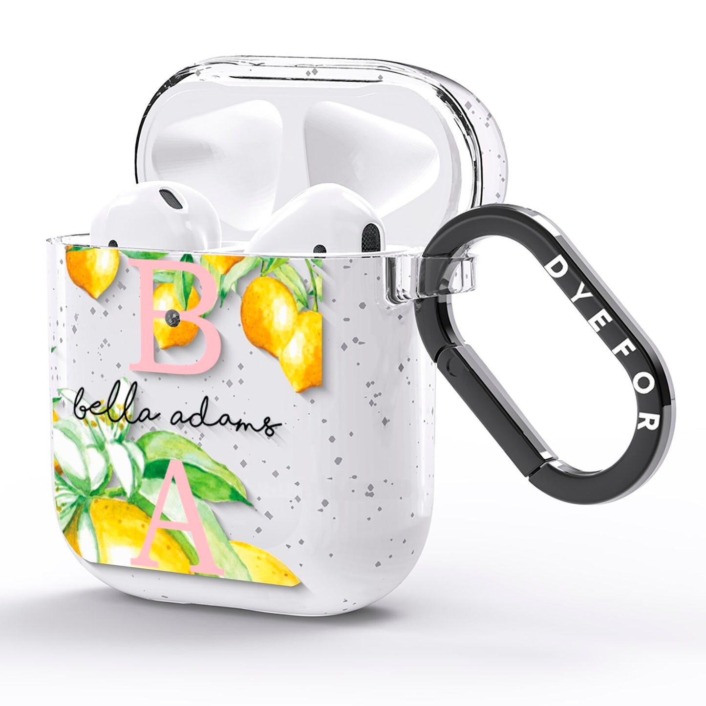 Personalised Initials Lemons AirPods Glitter Case Side Image
