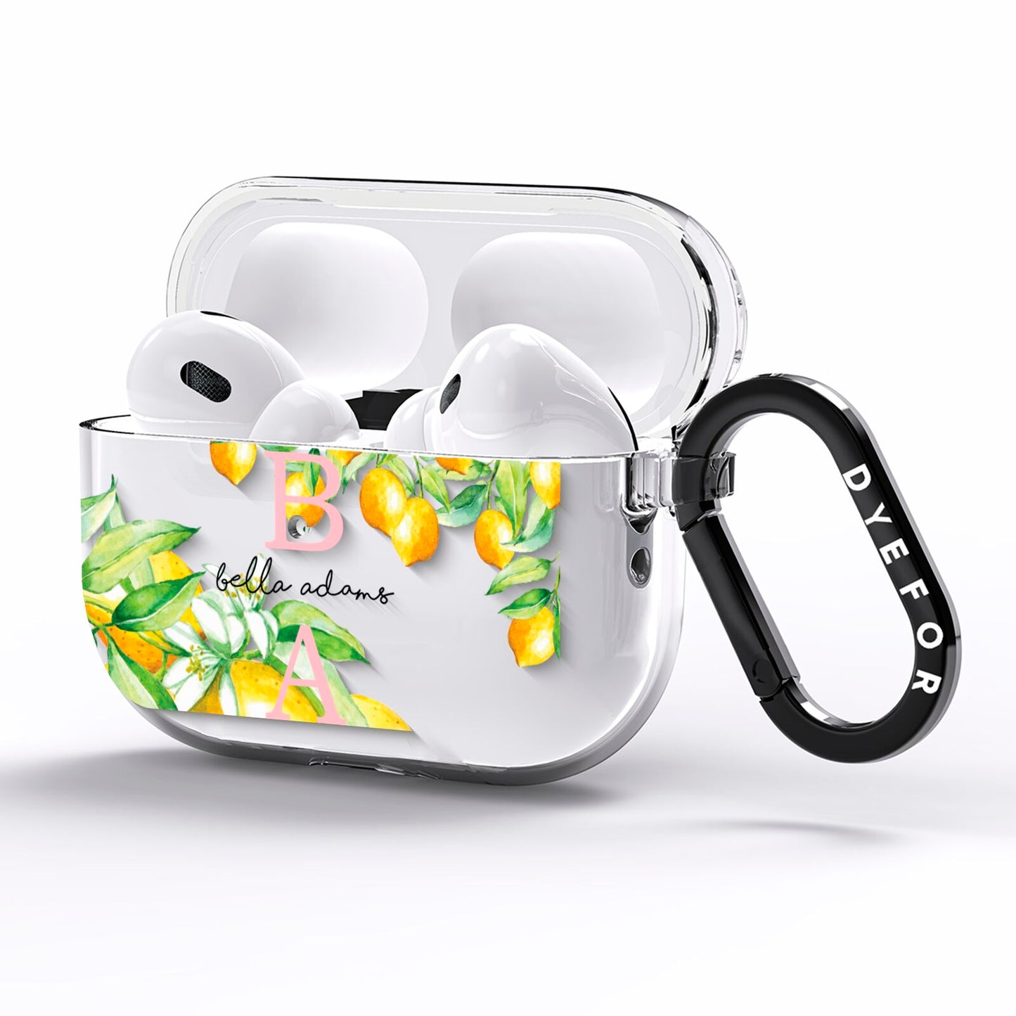 Personalised Initials Lemons AirPods Pro Clear Case Side Image