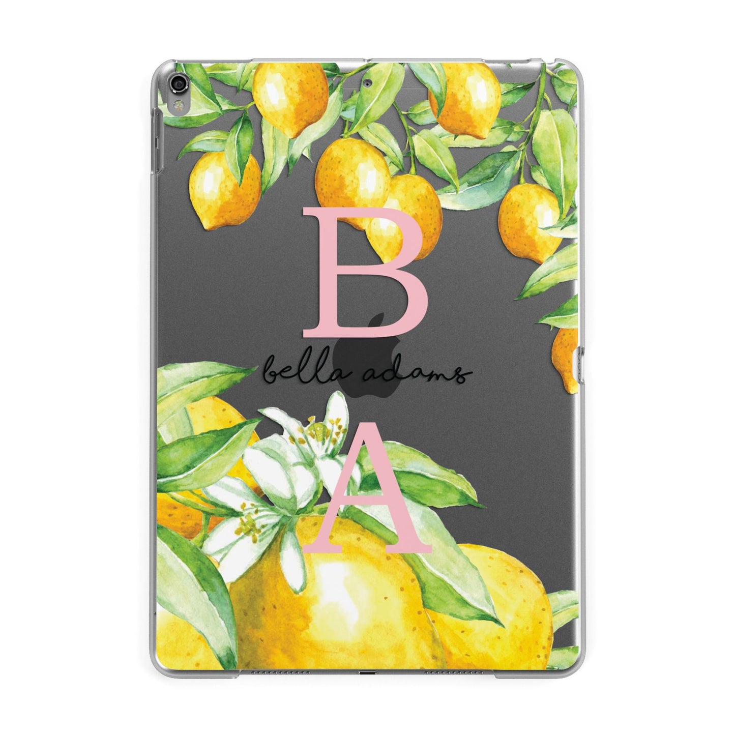 Personalised Initials Lemons Apple iPad Grey Case