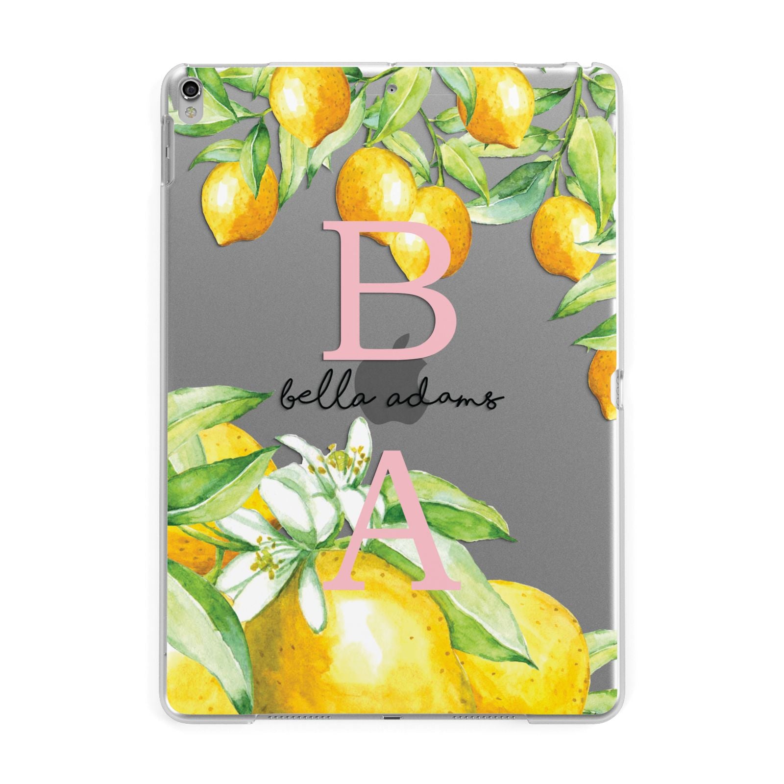 Personalised Initials Lemons Apple iPad Silver Case