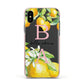 Personalised Initials Lemons Apple iPhone Xs Impact Case Pink Edge on Black Phone