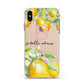 Personalised Initials Lemons Apple iPhone Xs Max Impact Case White Edge on Gold Phone