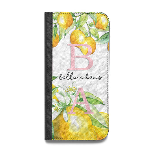 Personalised Initials Lemons Vegan Leather Flip Samsung Case