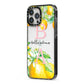 Personalised Initials Lemons iPhone 13 Pro Max Black Impact Case Side Angle on Silver phone