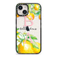 Personalised Initials Lemons iPhone 14 Black Impact Case on Silver phone