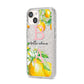 Personalised Initials Lemons iPhone 14 Glitter Tough Case Starlight Angled Image