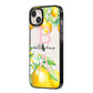 Personalised Initials Lemons iPhone 14 Plus Black Impact Case Side Angle on Silver phone