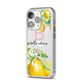 Personalised Initials Lemons iPhone 14 Pro Clear Tough Case Silver Angled Image