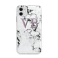 Personalised Initials Love Heart Marble Apple iPhone 11 in White with Bumper Case