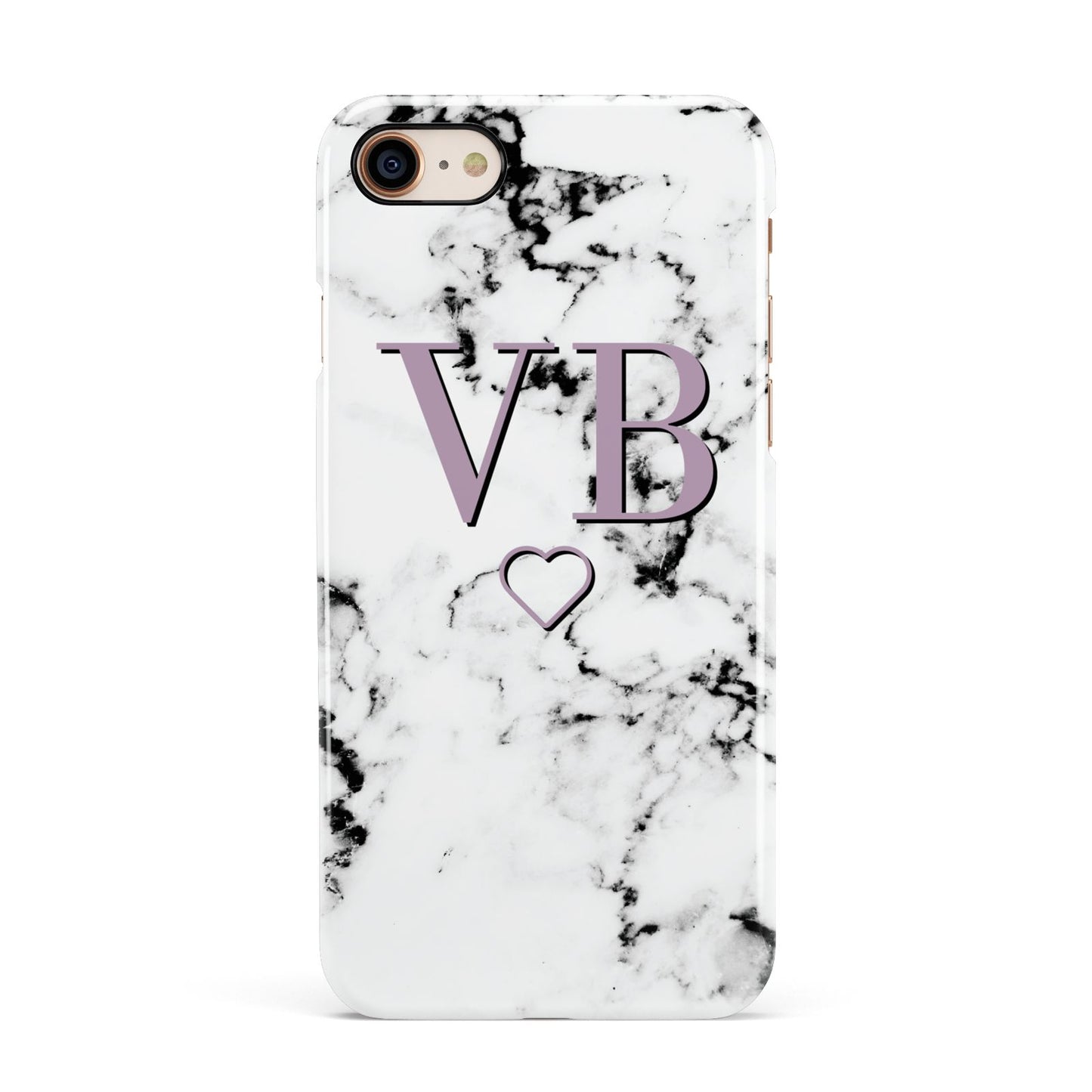 Personalised Initials Love Heart Marble Apple iPhone 7 8 3D Snap Case