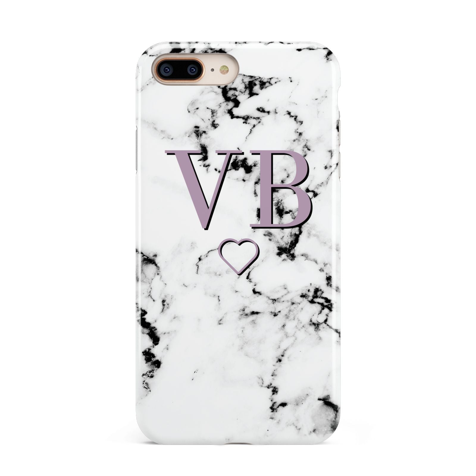 Personalised Initials Love Heart Marble Apple iPhone 7 8 Plus 3D Tough Case