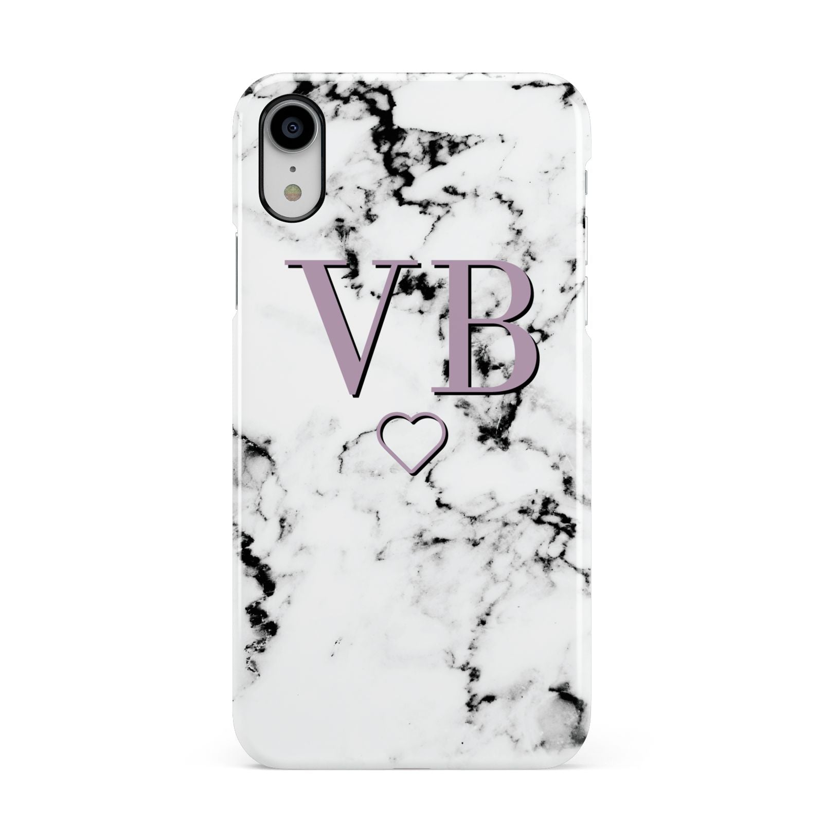 Personalised Initials Love Heart Marble Apple iPhone XR White 3D Snap Case