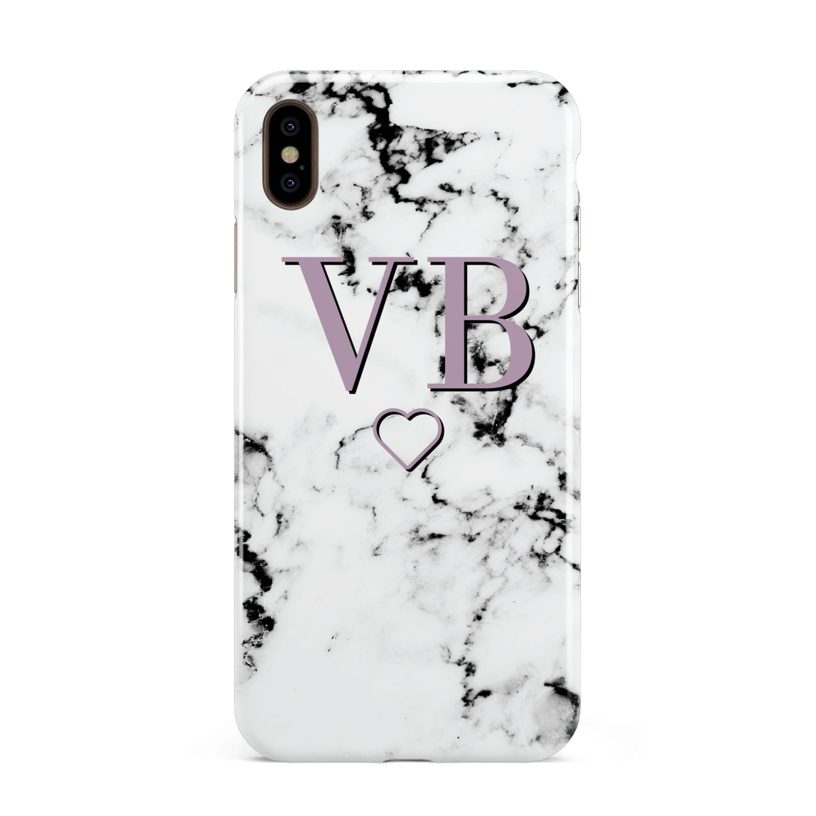 Personalised Initials Love Heart Marble Apple iPhone Xs Max 3D Tough Case