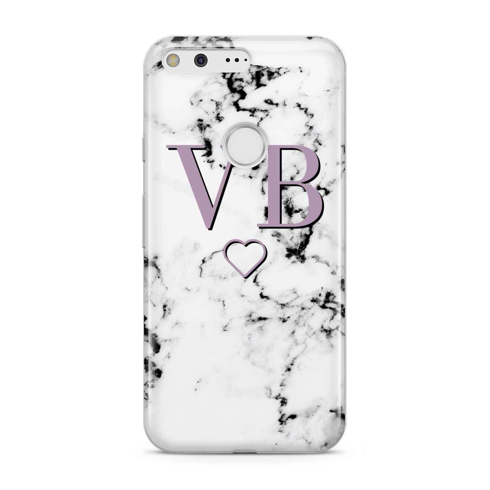 Personalised Initials Love Heart Marble Google Pixel Case