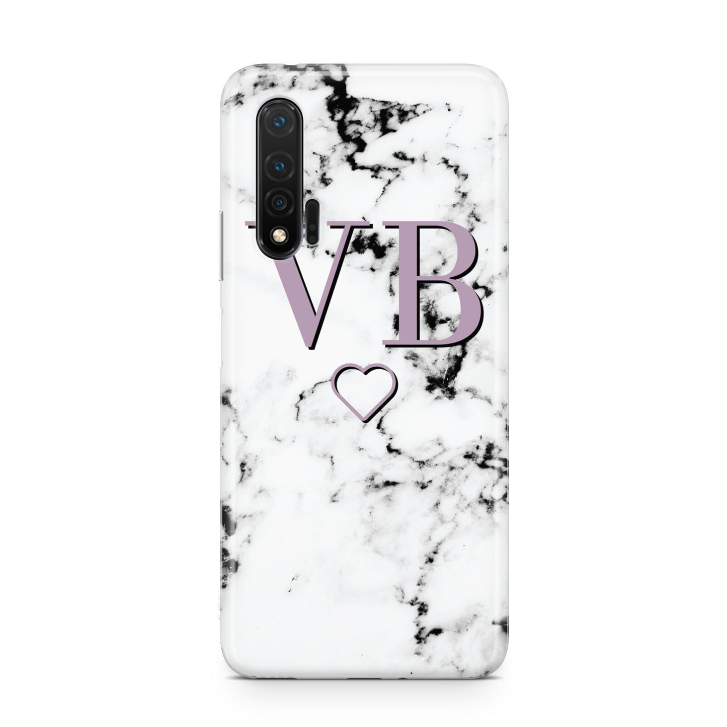 Personalised Initials Love Heart Marble Huawei Nova 6 Phone Case