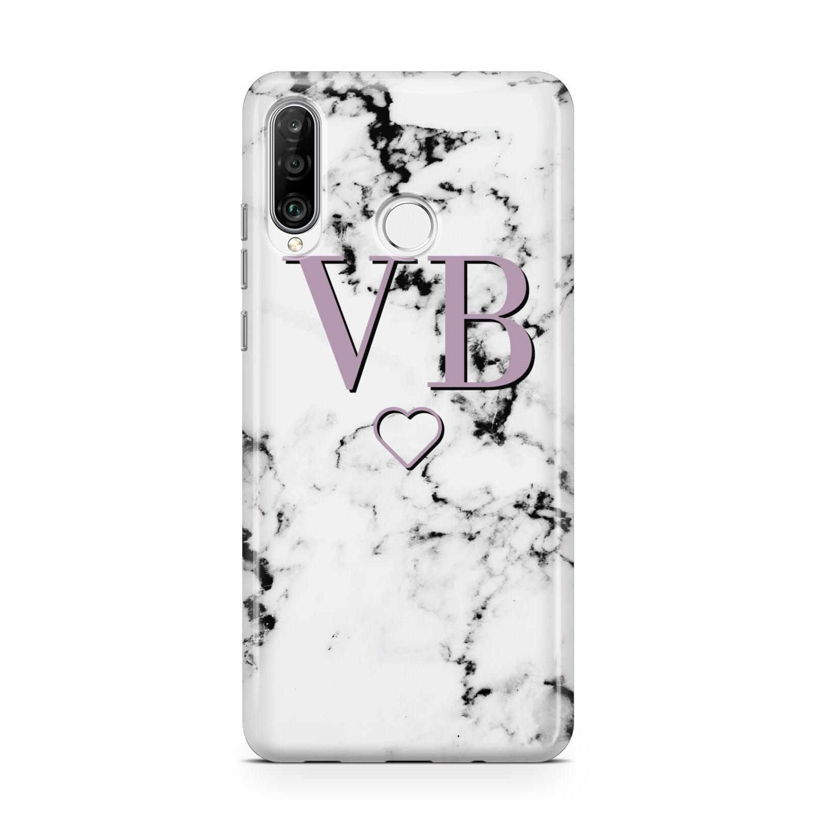 Personalised Initials Love Heart Marble Huawei P30 Lite Phone Case