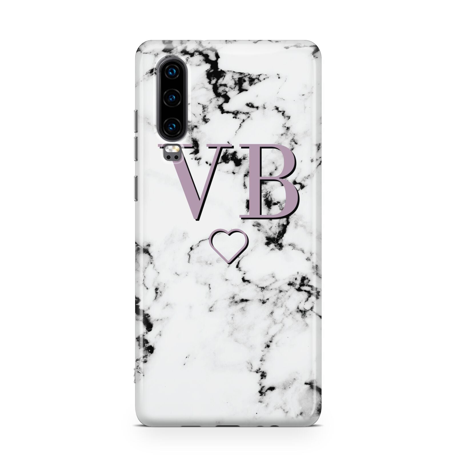 Personalised Initials Love Heart Marble Huawei P30 Phone Case