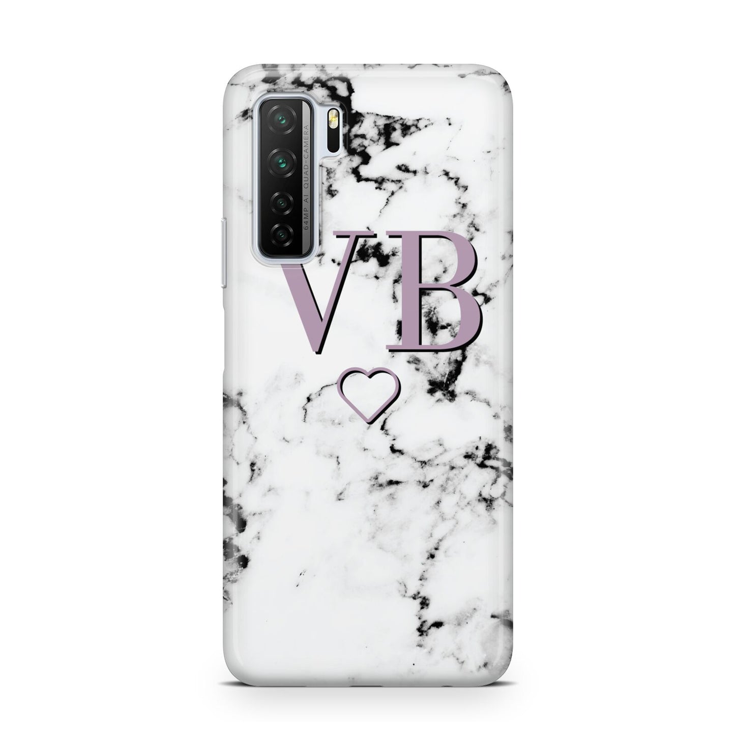 Personalised Initials Love Heart Marble Huawei P40 Lite 5G Phone Case