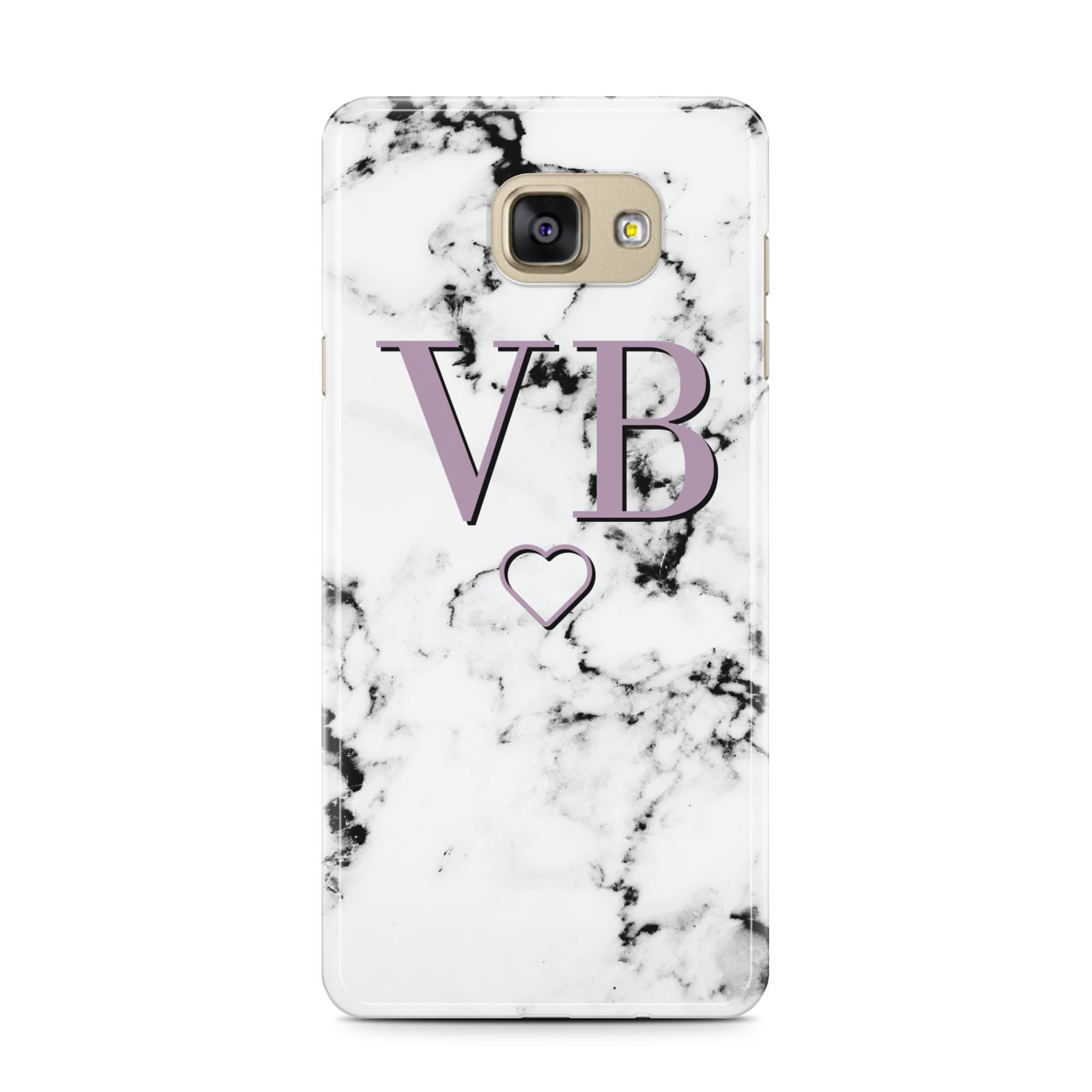 Personalised Initials Love Heart Marble Samsung Galaxy A7 2016 Case on gold phone