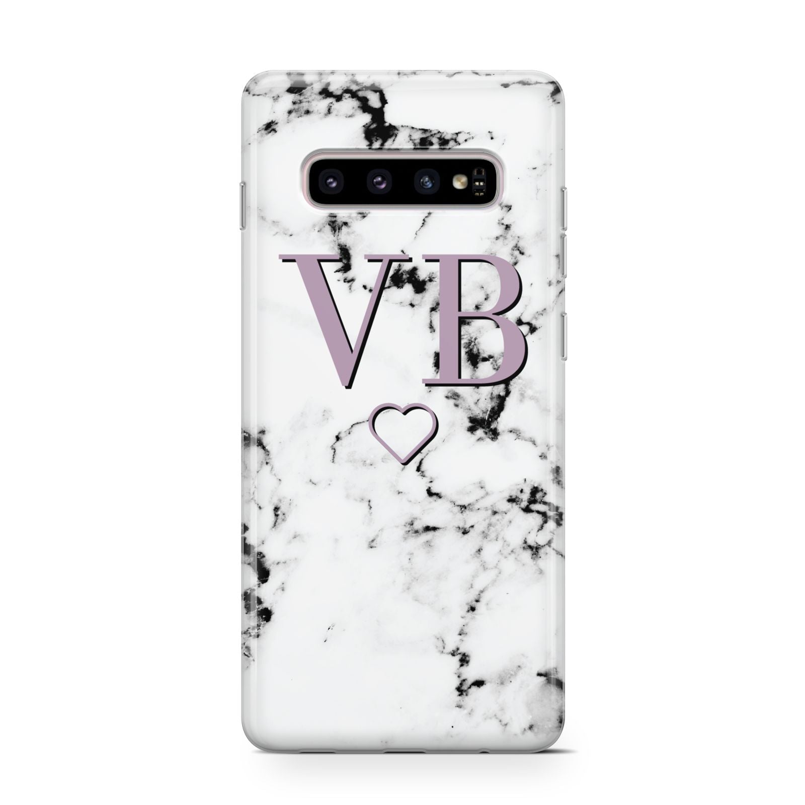 Personalised Initials Love Heart Marble Samsung Galaxy S10 Case