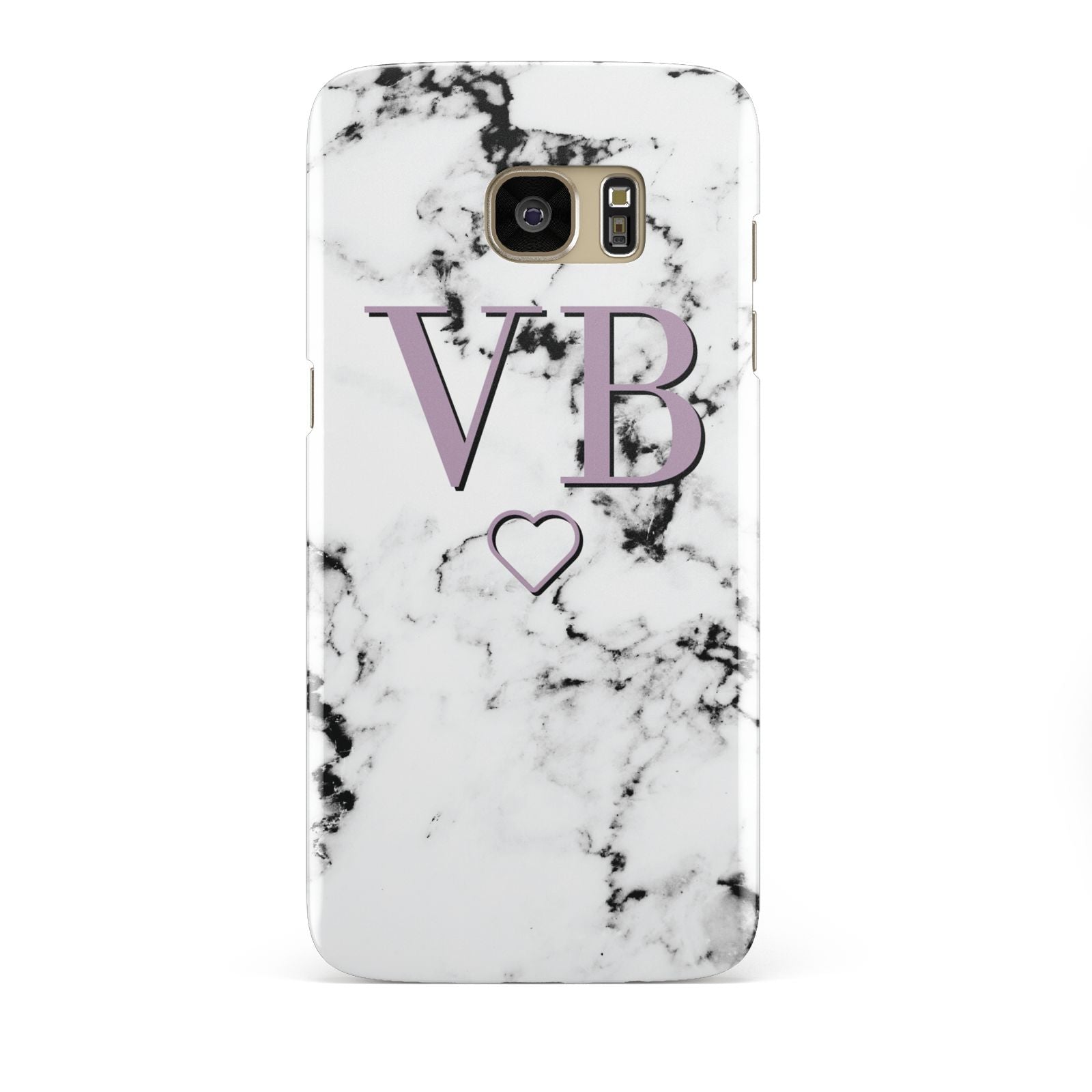Personalised Initials Love Heart Marble Samsung Galaxy S7 Edge Case
