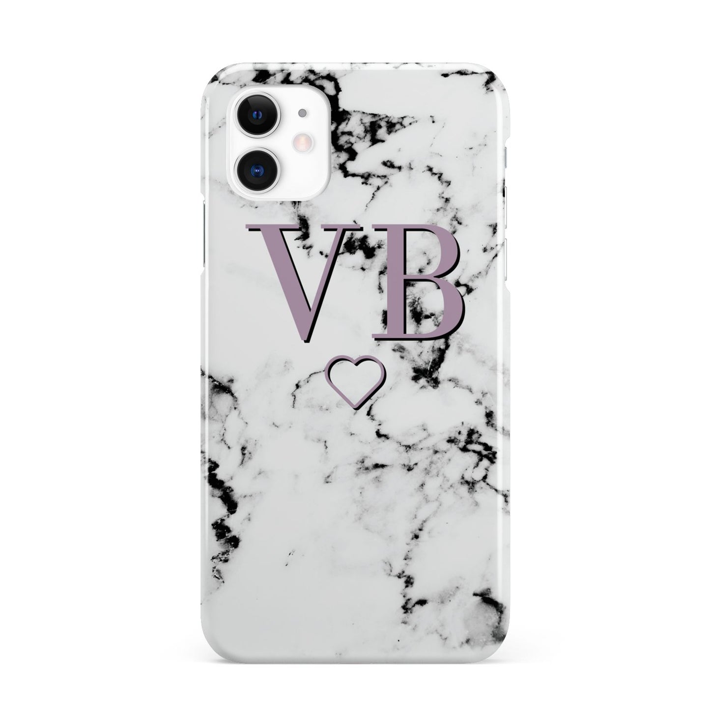Personalised Initials Love Heart Marble iPhone 11 3D Snap Case