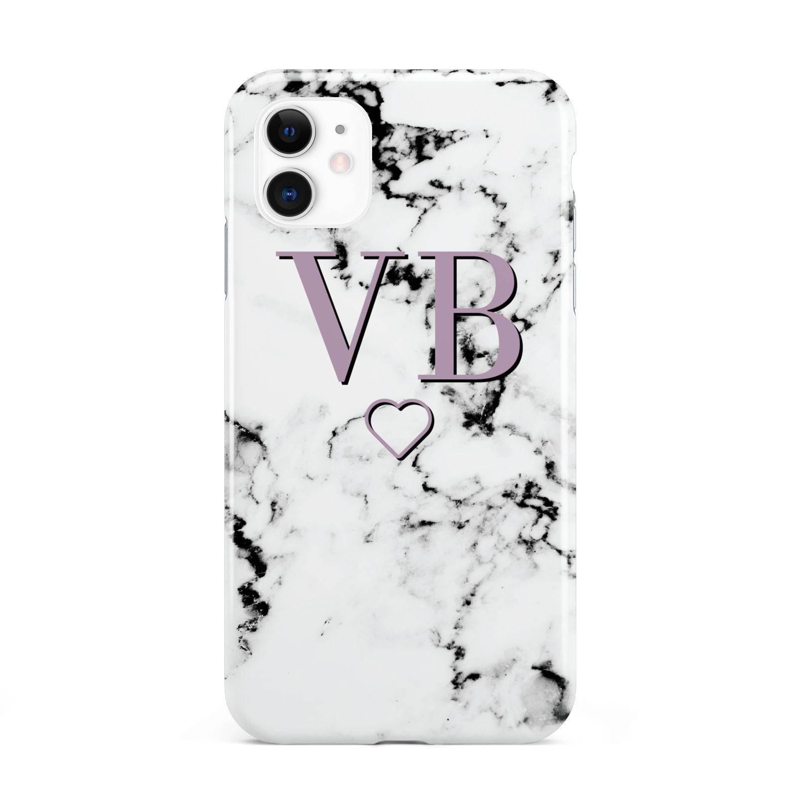 Personalised Initials Love Heart Marble iPhone 11 3D Tough Case