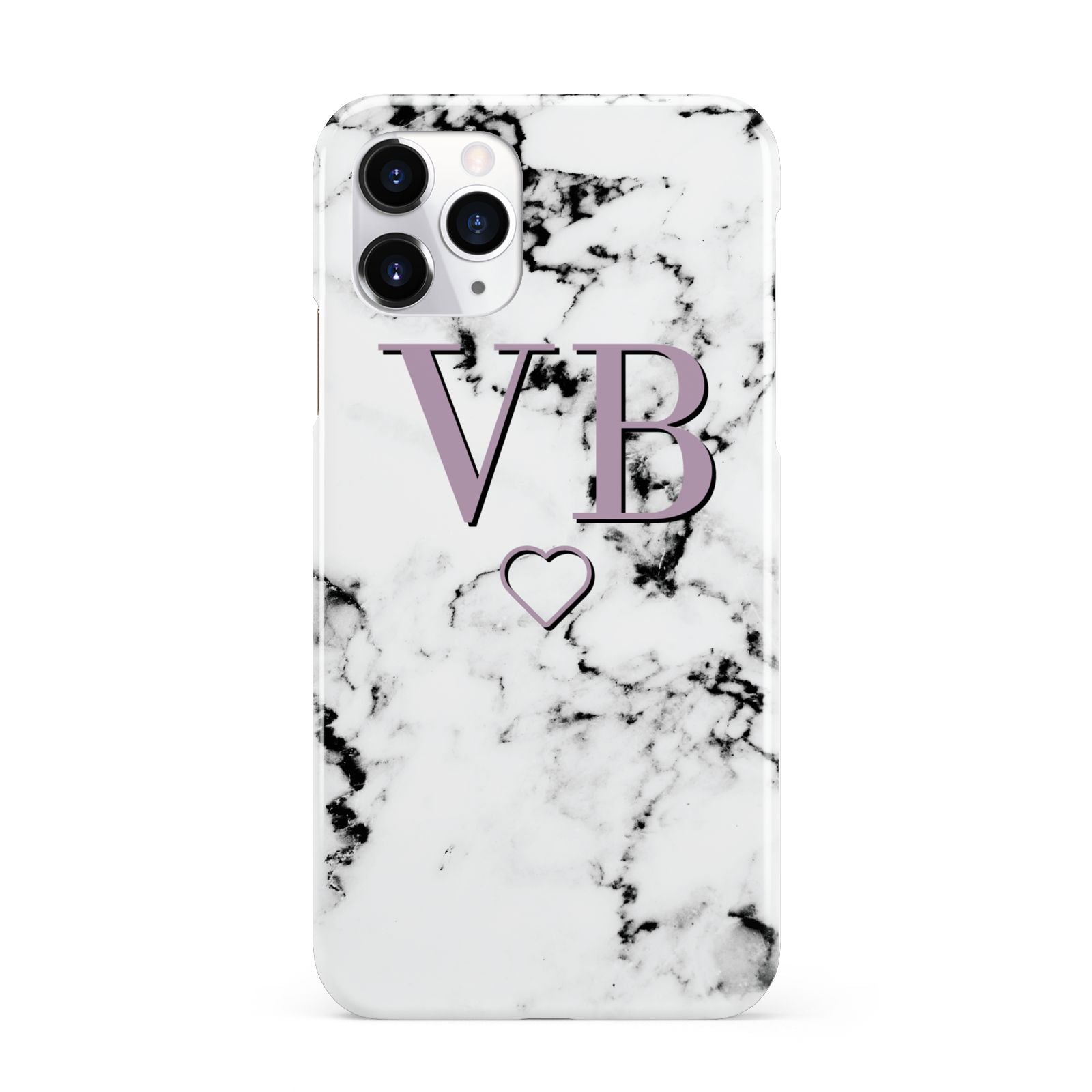 Personalised Initials Love Heart Marble iPhone 11 Pro 3D Snap Case