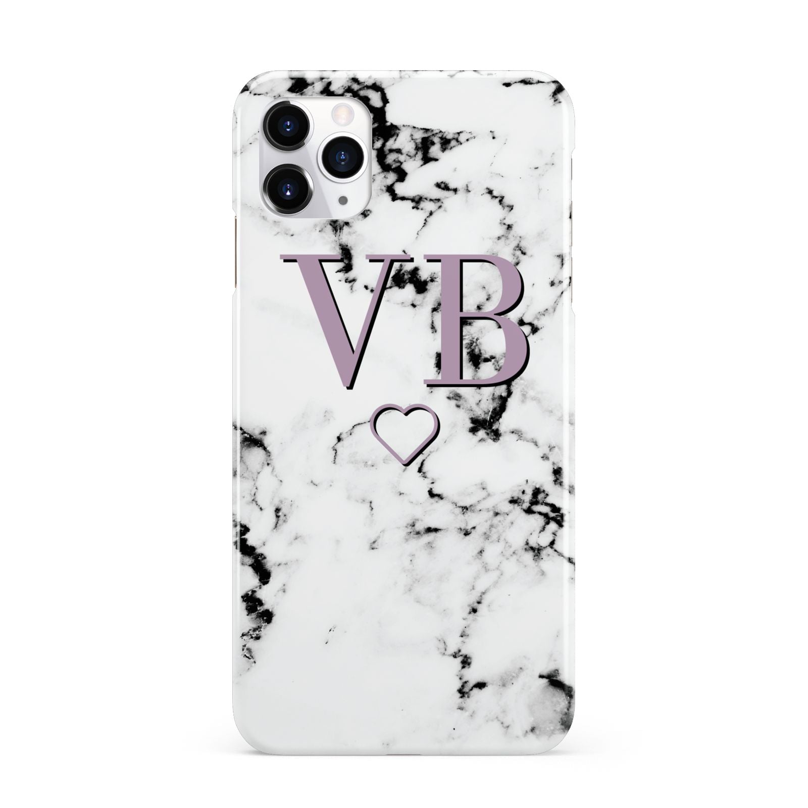 Personalised Initials Love Heart Marble iPhone 11 Pro Max 3D Snap Case