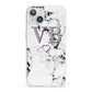 Personalised Initials Love Heart Marble iPhone 13 Clear Bumper Case