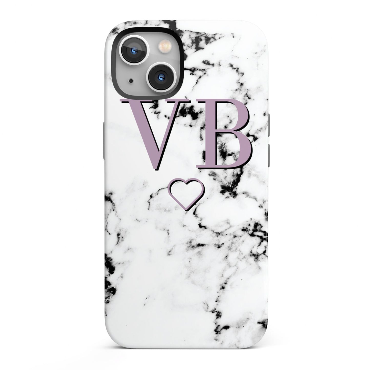 Personalised Initials Love Heart Marble iPhone 13 Full Wrap 3D Tough Case