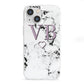 Personalised Initials Love Heart Marble iPhone 13 Mini Clear Bumper Case