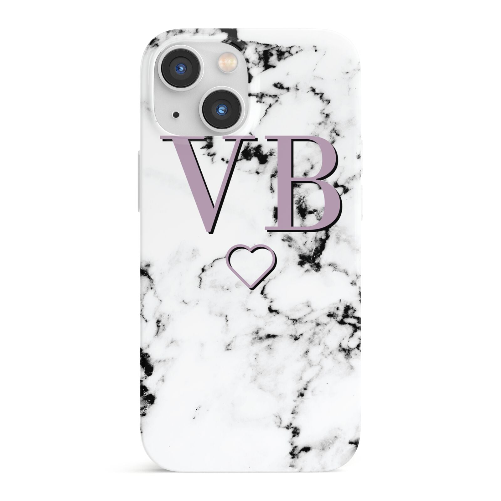 Personalised Initials Love Heart Marble iPhone 13 Mini Full Wrap 3D Snap Case