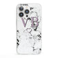 Personalised Initials Love Heart Marble iPhone 13 Pro Clear Bumper Case
