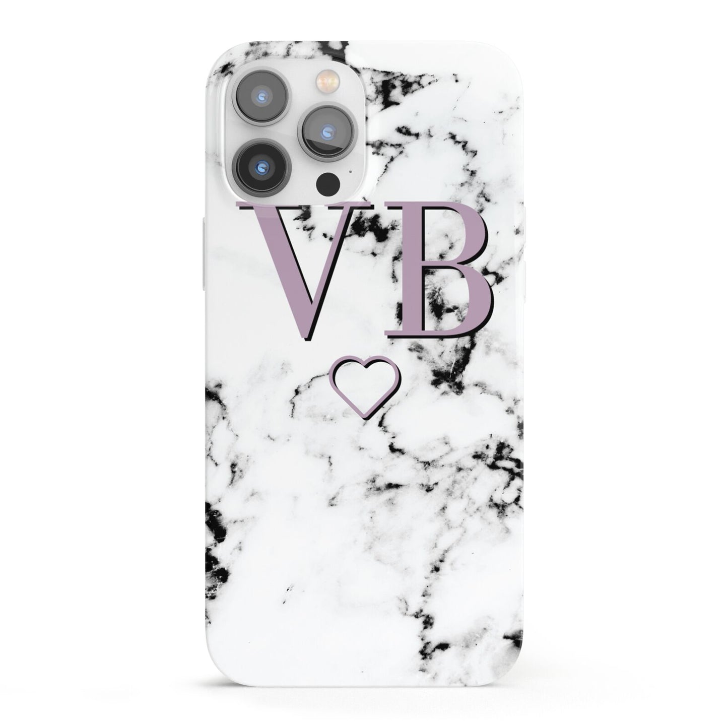 Personalised Initials Love Heart Marble iPhone 13 Pro Max Full Wrap 3D Snap Case