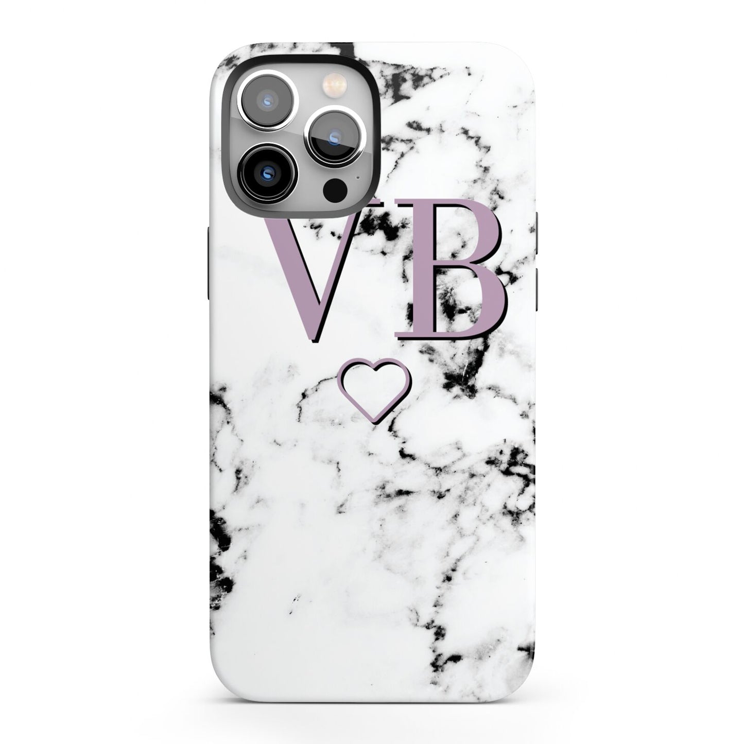 Personalised Initials Love Heart Marble iPhone 13 Pro Max Full Wrap 3D Tough Case