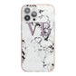 Personalised Initials Love Heart Marble iPhone 13 Pro Max TPU Impact Case with Pink Edges