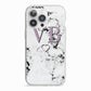 Personalised Initials Love Heart Marble iPhone 13 Pro TPU Impact Case with White Edges