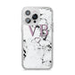 Personalised Initials Love Heart Marble iPhone 14 Pro Max Glitter Tough Case Silver