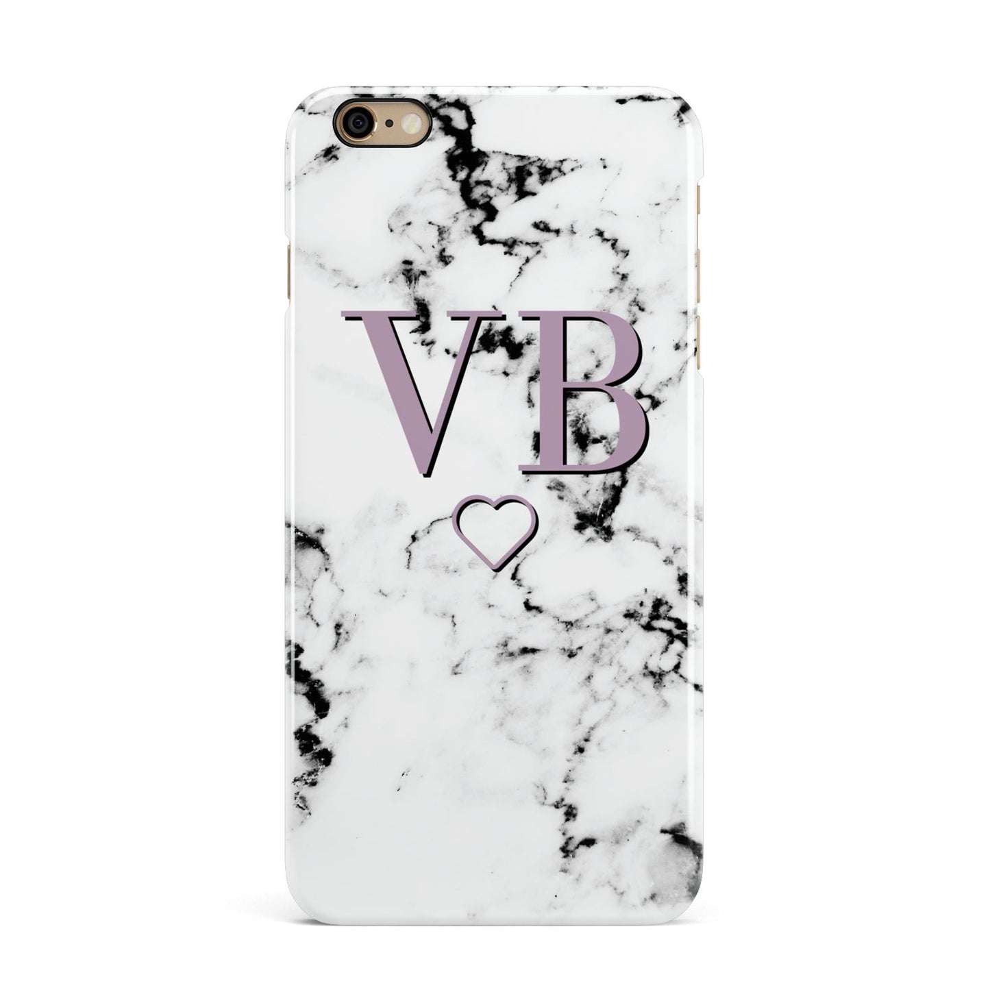 Personalised Initials Love Heart Marble iPhone 6 Plus 3D Snap Case on Gold Phone