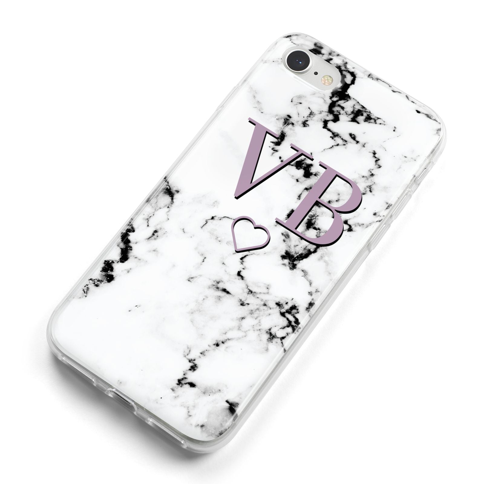 Personalised Initials Love Heart Marble iPhone 8 Bumper Case on Silver iPhone Alternative Image