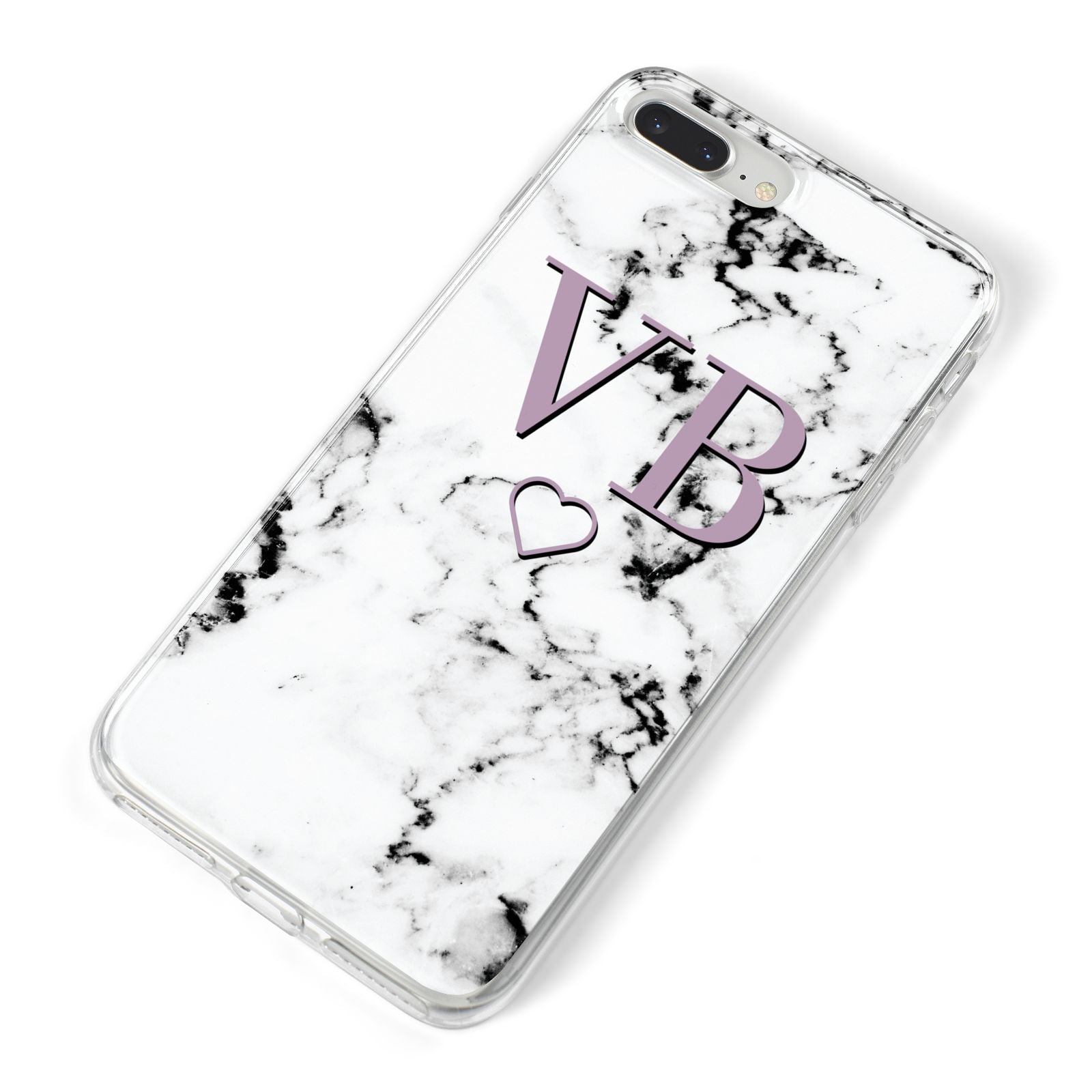 Personalised Initials Love Heart Marble iPhone 8 Plus Bumper Case on Silver iPhone Alternative Image