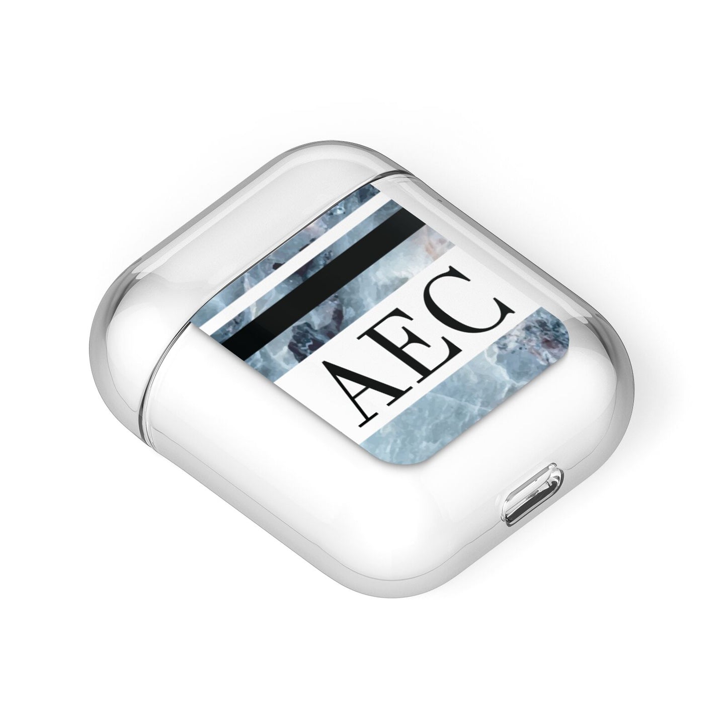Personalised Initials Marble 9 AirPods Case Laid Flat