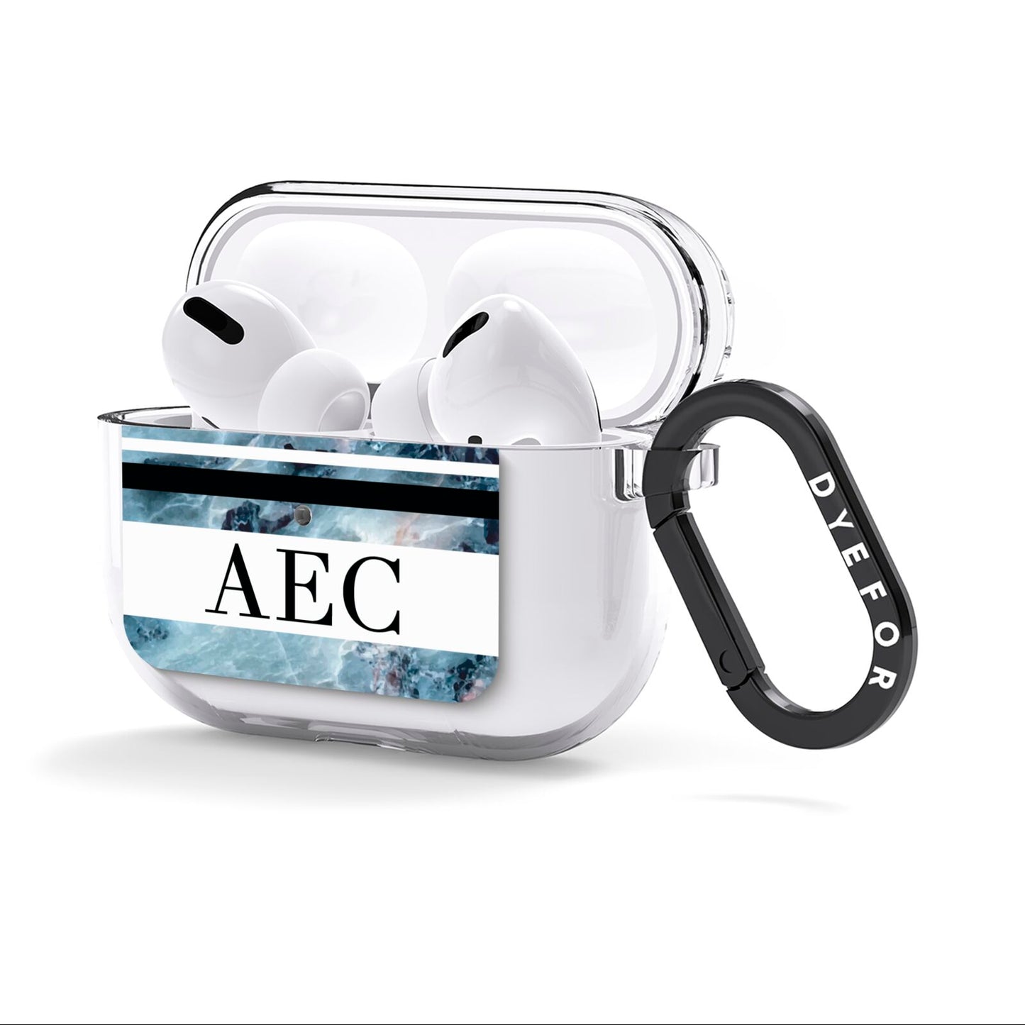 Personalised Initials Marble 9 AirPods Clear Case 3rd Gen Side Image