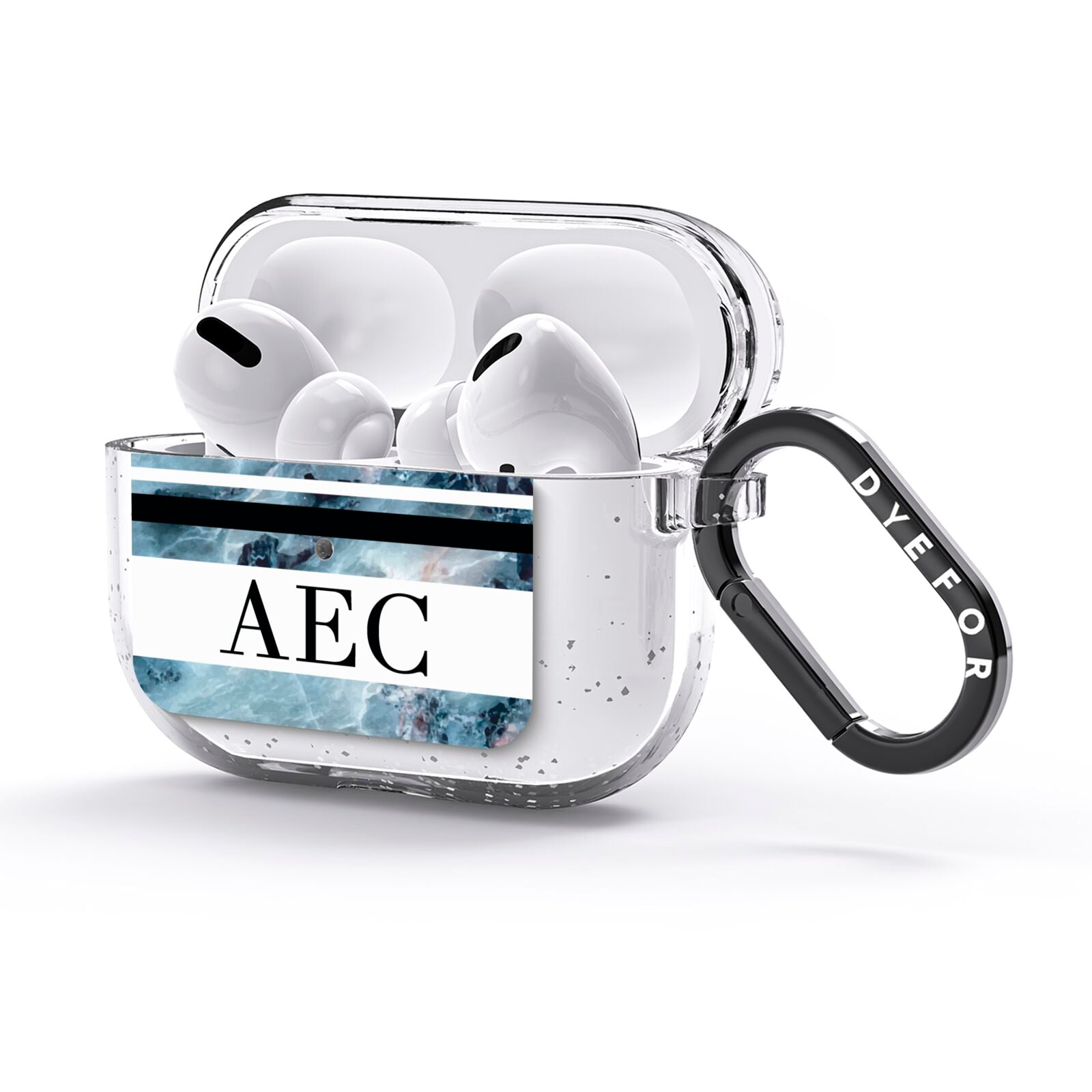 Personalised Initials Marble 9 AirPods Glitter Case 3rd Gen Side Image