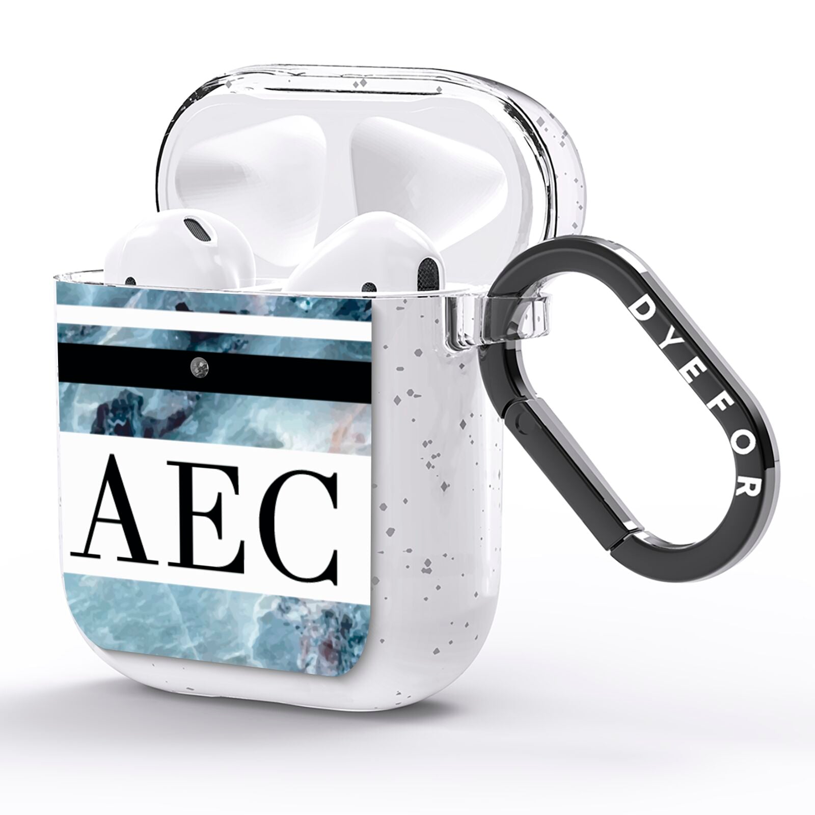 Personalised Initials Marble 9 AirPods Glitter Case Side Image