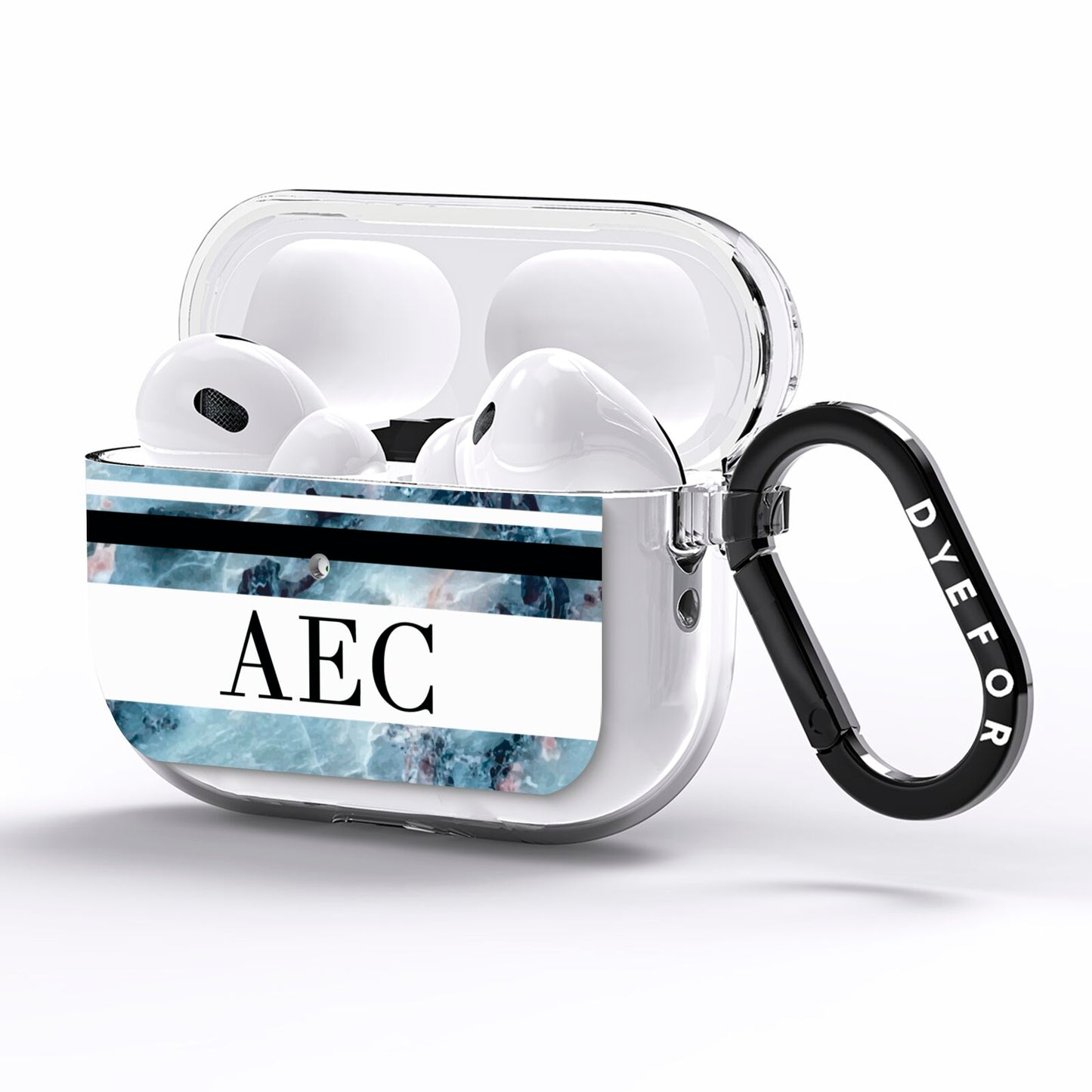 Personalised Initials Marble 9 AirPods Pro Clear Case Side Image