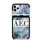 Personalised Initials Marble 9 Apple iPhone 11 Pro Max in Silver with Black Impact Case