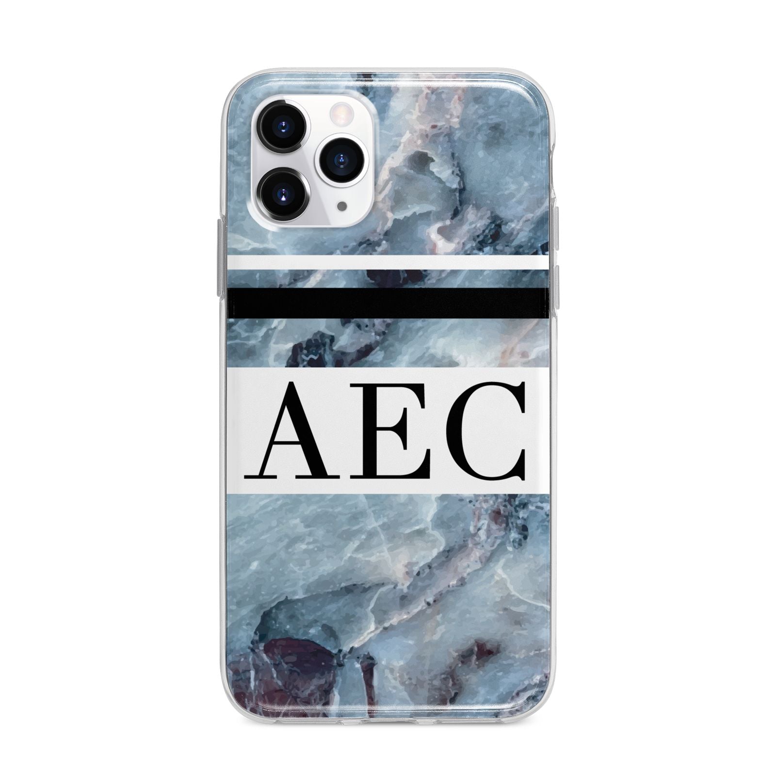 Personalised Initials Marble 9 Apple iPhone 11 Pro Max in Silver with Bumper Case